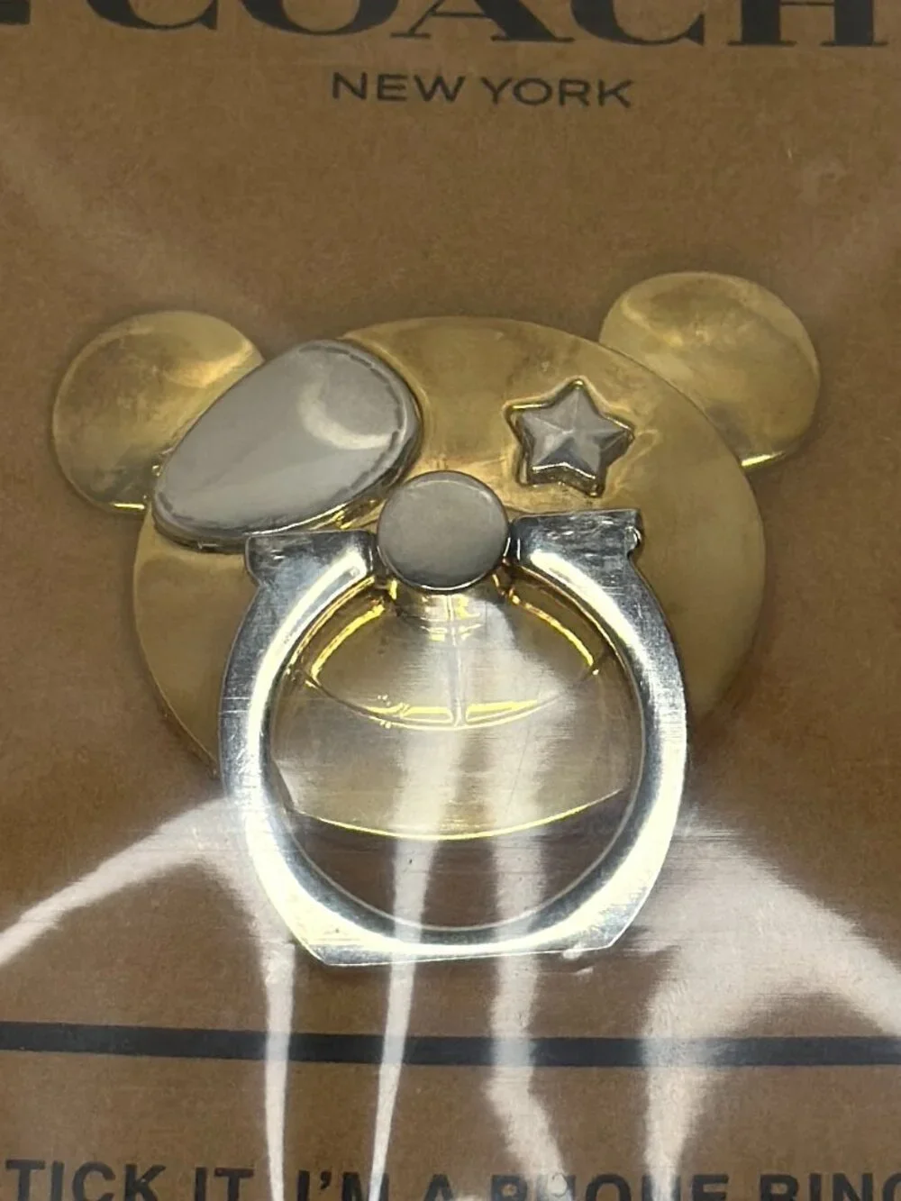 Coach Bear Phone Ring Grip Gold & Silver – New Unused
